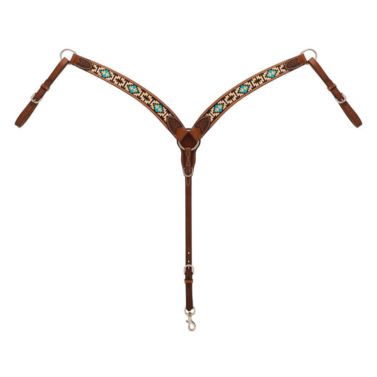 2026 WV BREAST COLLAR: Turquoise Cross Aztec Contoured