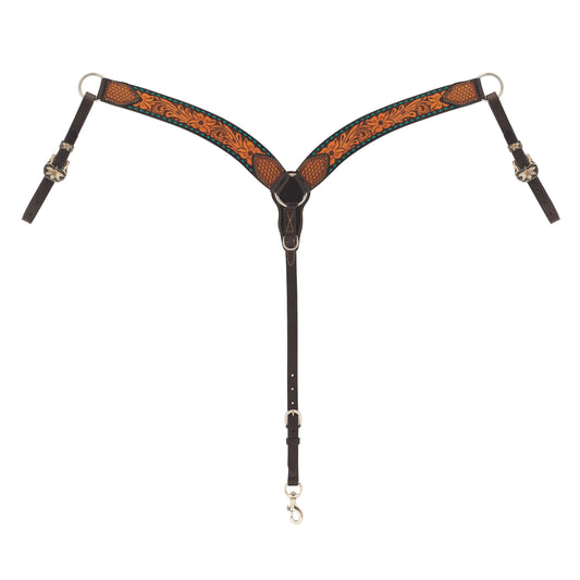 2026 WV BREAST COLLAR: Turquoise Cross, Floral Buckstitch, Contoured