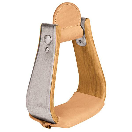 2026 WV STIRRUPS: Wooden with Leather Treads, Overshoe Visalia 3"