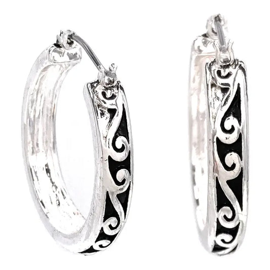Swirly Georgian Fashion Pattern Huggie Earrings