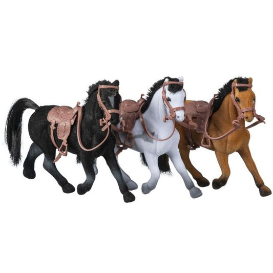 FLOCKED HORSE WITH SADDLE