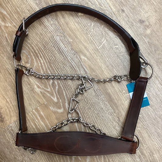 LEATHER MULE HALTER WITH CHAIN