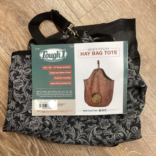 HAY TOTE - BLK TOOLED LEATHER