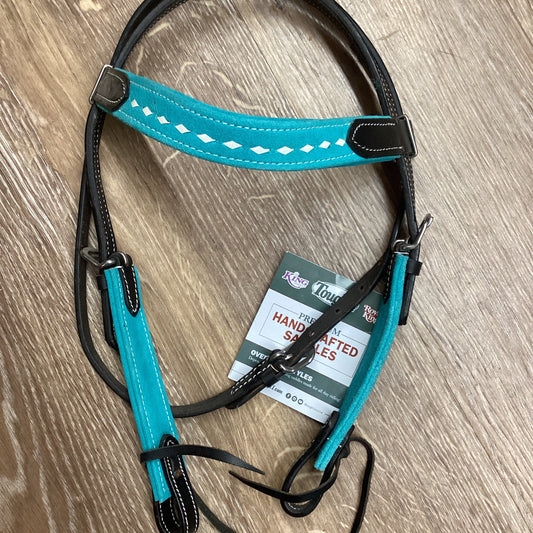 PONY BROW HEADSTALL BUCK TURQ-PONY