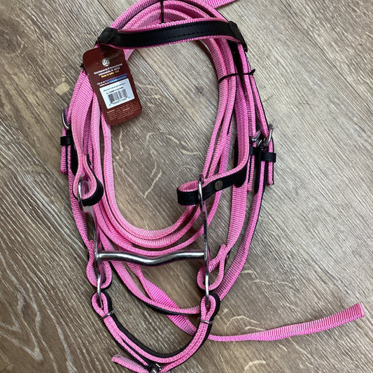 PONY BRIDLE NYLON W/LEATHER PNK-PONY