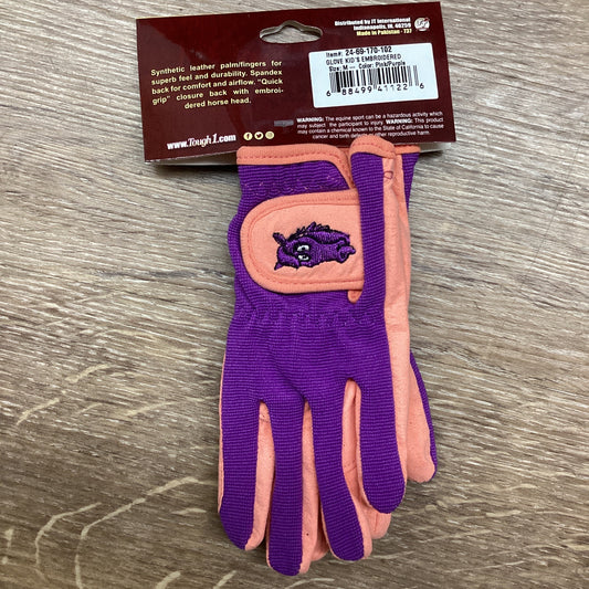 EMB KID'S GLOVE, PURPLE & PINK MEDIUM