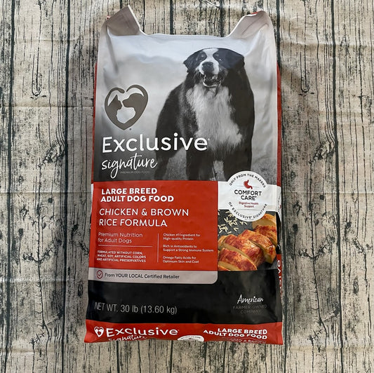 PUR DOG - EXCLUSIVE LARGE BREED ADULT (ORANGE) CHICKEN AND BROWN RICE DOG FOOD 30LB