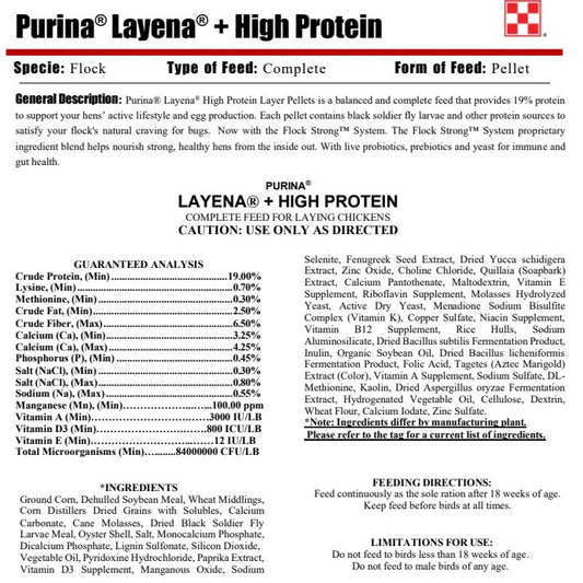MP PUR CHICKEN - LAYENA LAYER HI PROTEIN PELLETS 40LB