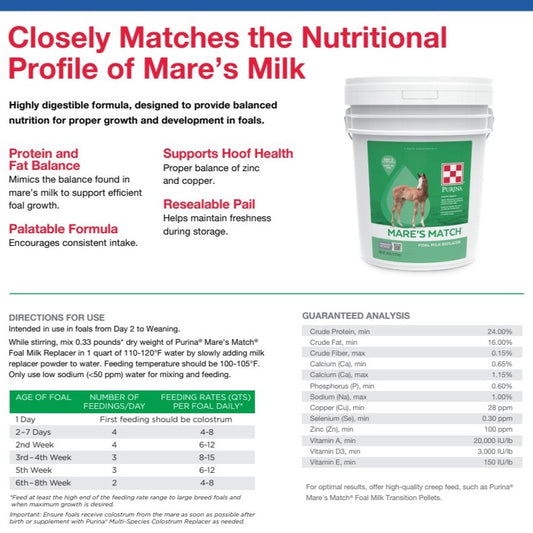 MP PUR HORSE - MARES MATCH FOAL MILK REPLACER 20LB
