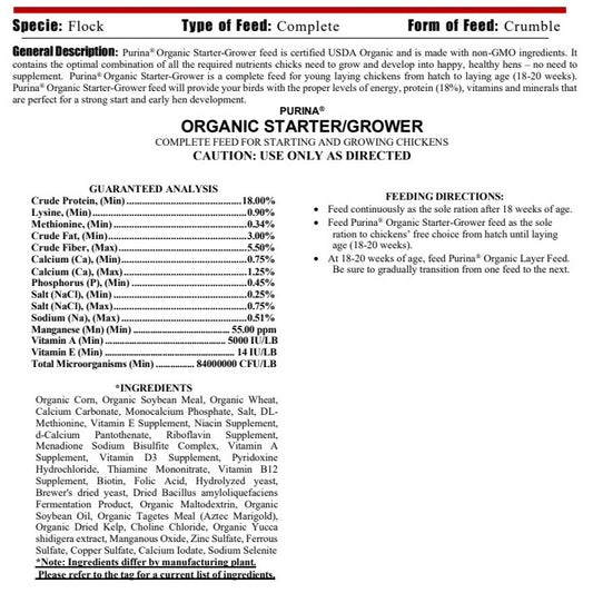 MP PUR CHICKEN - ORGANIC START & GROW 35LB