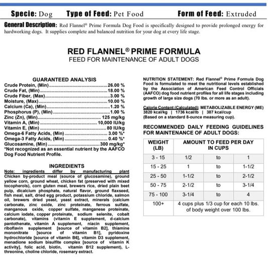 Red Flannel Prime 50#-DOG FOOD : 50#