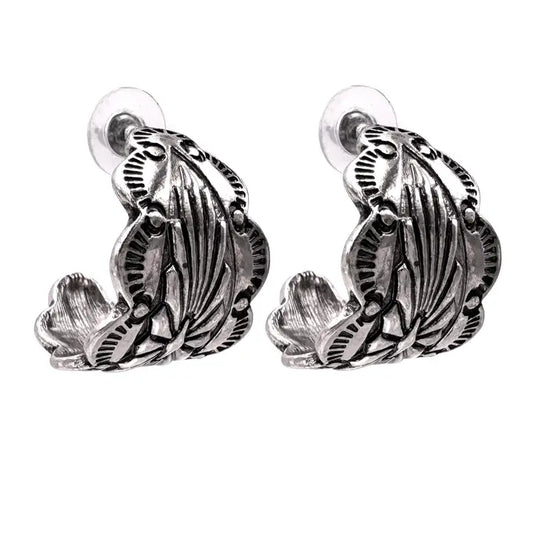 WESTERN NATIVE LEAF METAL EARRINGS