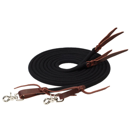 2026 WV Reins: EcoLuxe, Split, Black, 1/2" X 8'