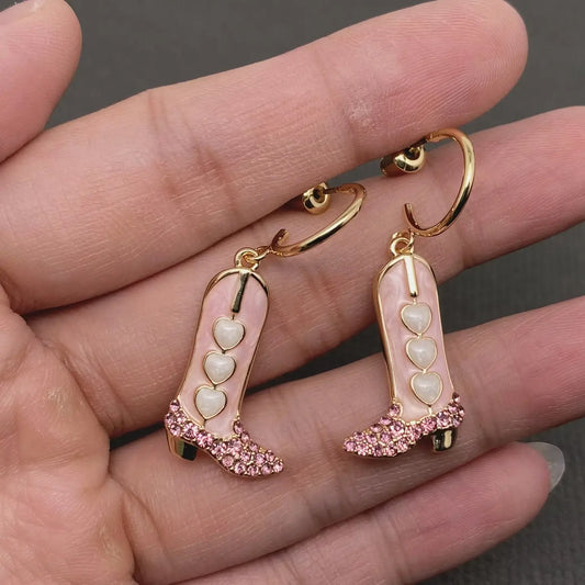 Heart Boots Charm Post Earrings