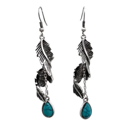 Twisted Feather Teardrop Earrings