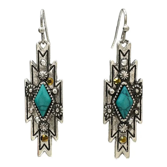 Southwestern Ganado Shape Turquoise Earrings