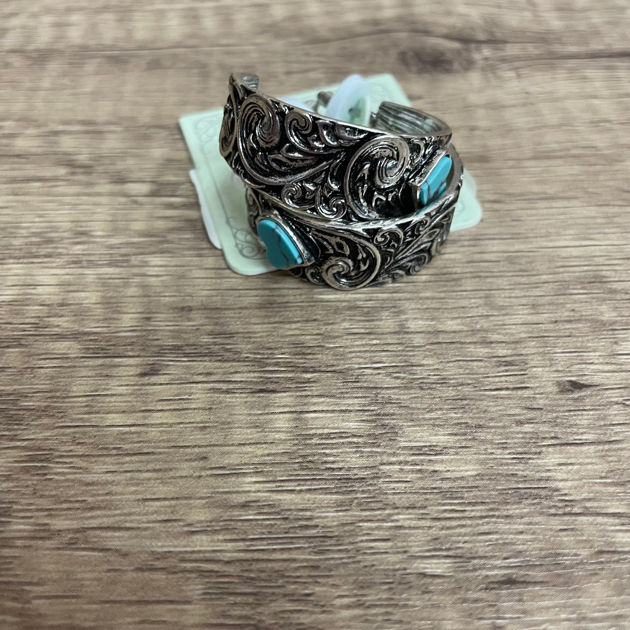 WESTERN FLORAL TURQ C HOOP EARRINGS