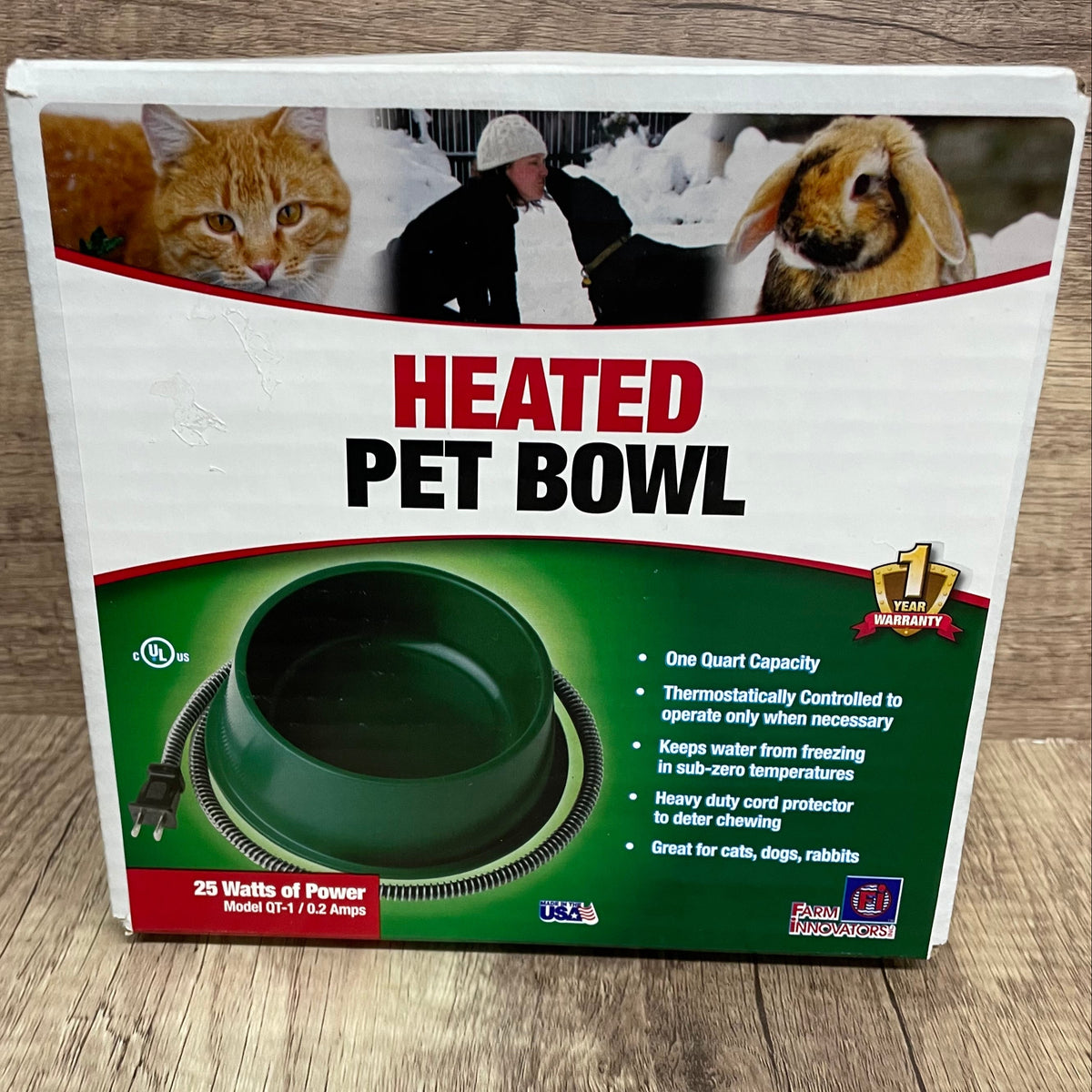 PET BOWL, HEATED 1QT 25W GREEN