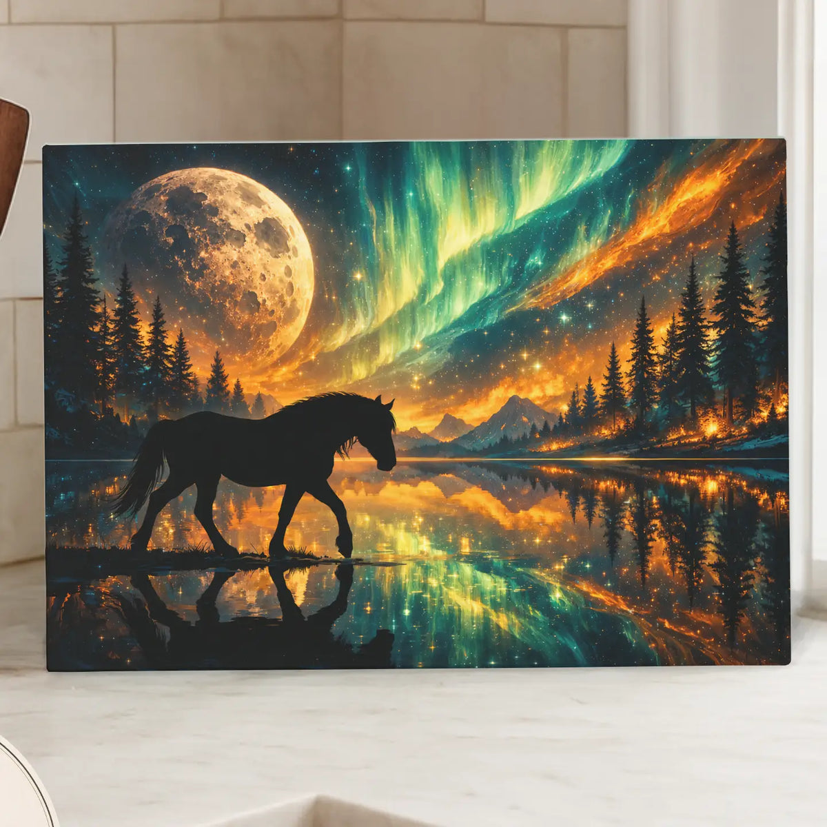Aurora Stallion Glass Cutting Board