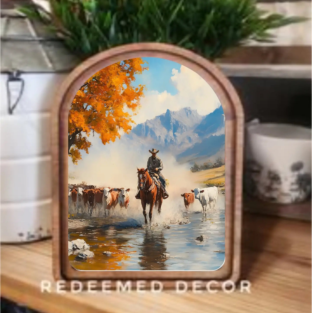 Arch Top Cowboy Creek Framed Art