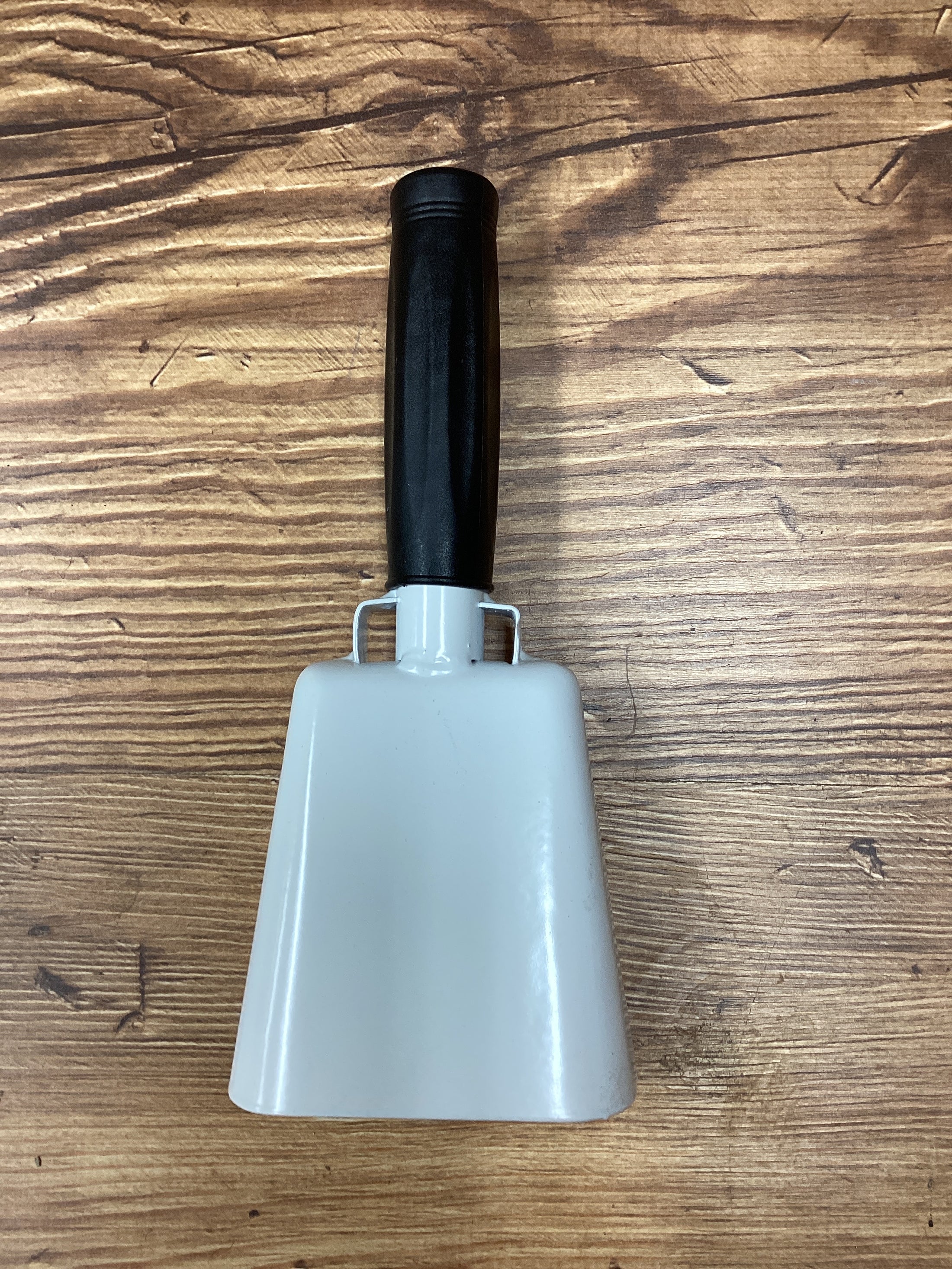 8" COWBELL W/ HANDLE, WHITE