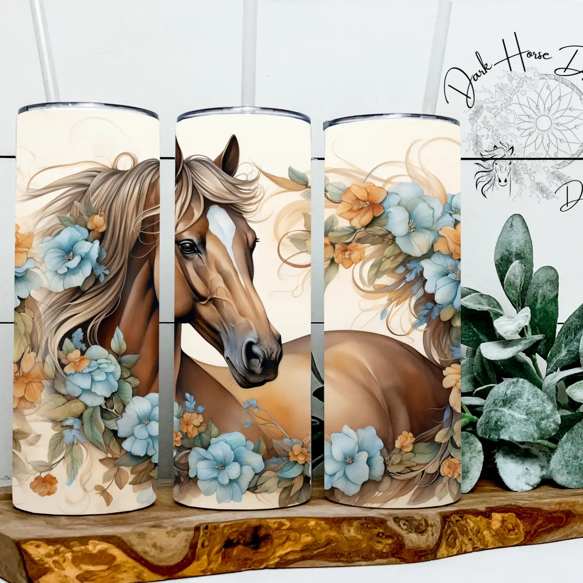 Blue Floral Palomino Tumbler