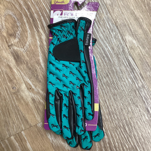 EMB KID'S GLOVE, TEAL MED