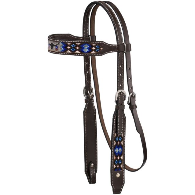 BEADED LONGHORN HEADSTALL-HEADSTALL