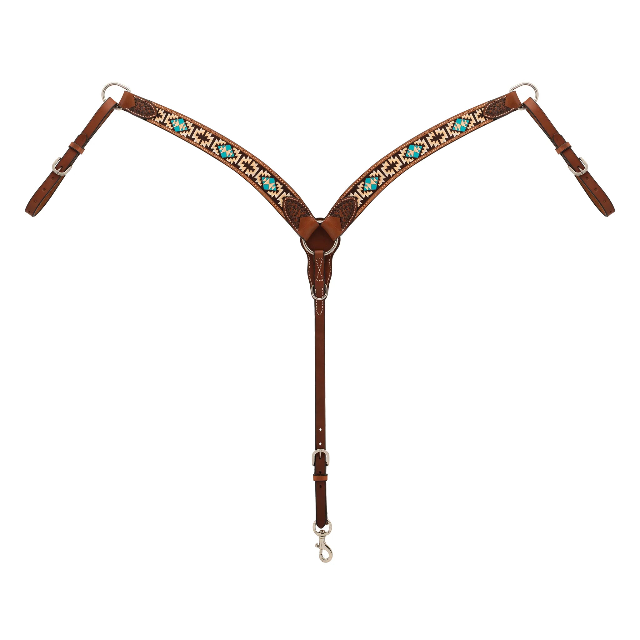 2026 WV BREAST COLLAR: Turquoise Cross Aztec Contoured
