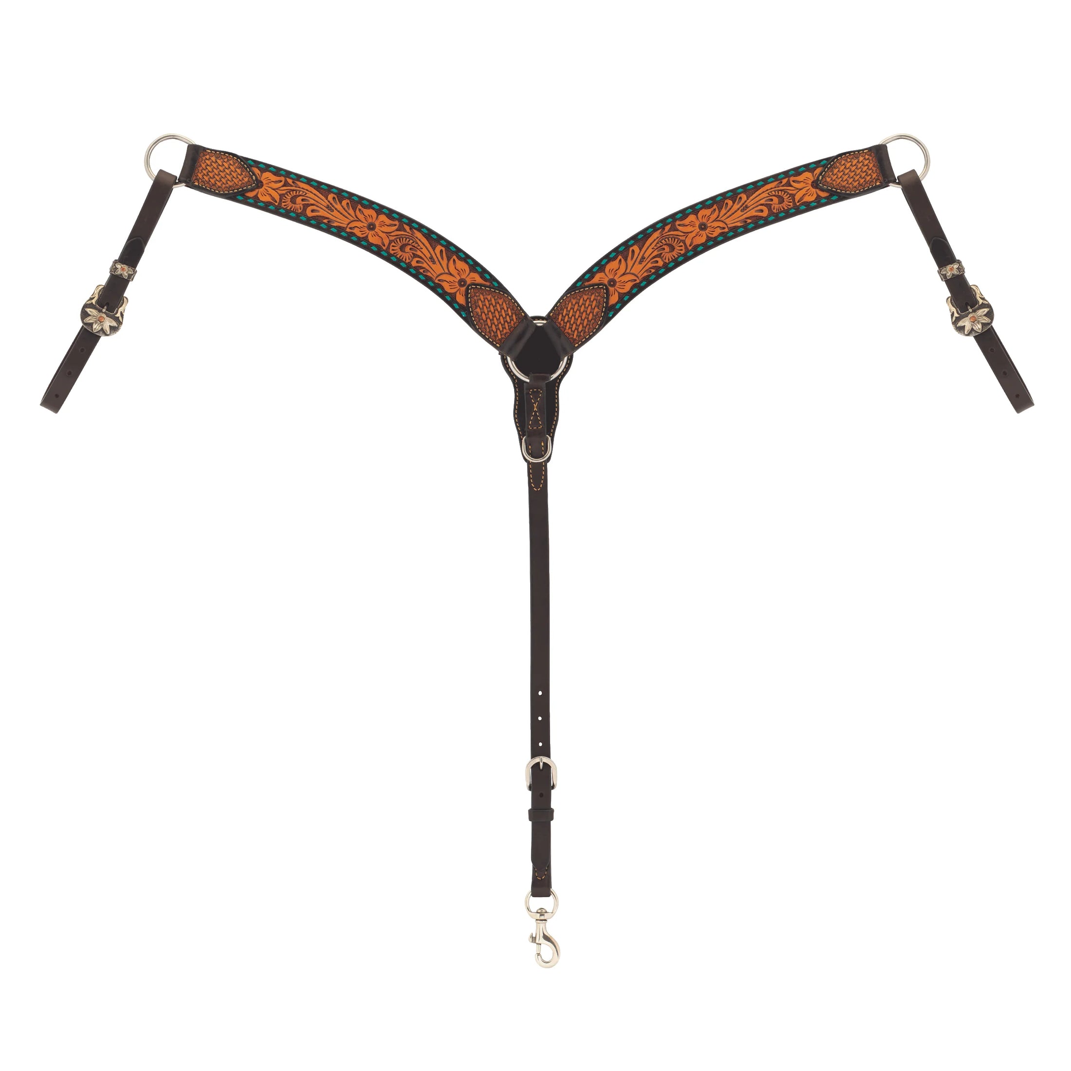 2026 WV BREAST COLLAR: Turquoise Cross, Floral Buckstitch, Contoured