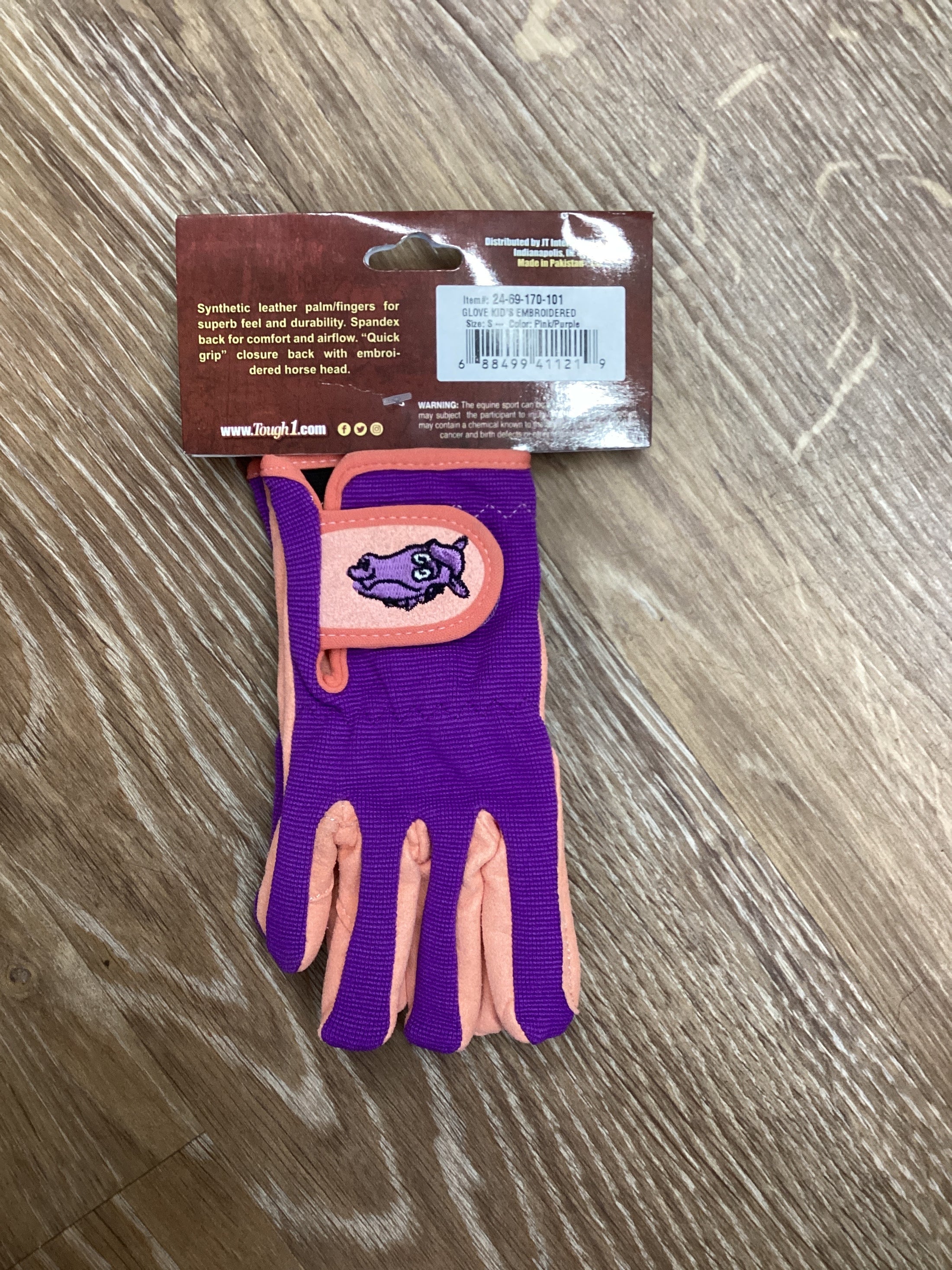 EMB KID'S GLOVE, PURPLE & PINK SMALL