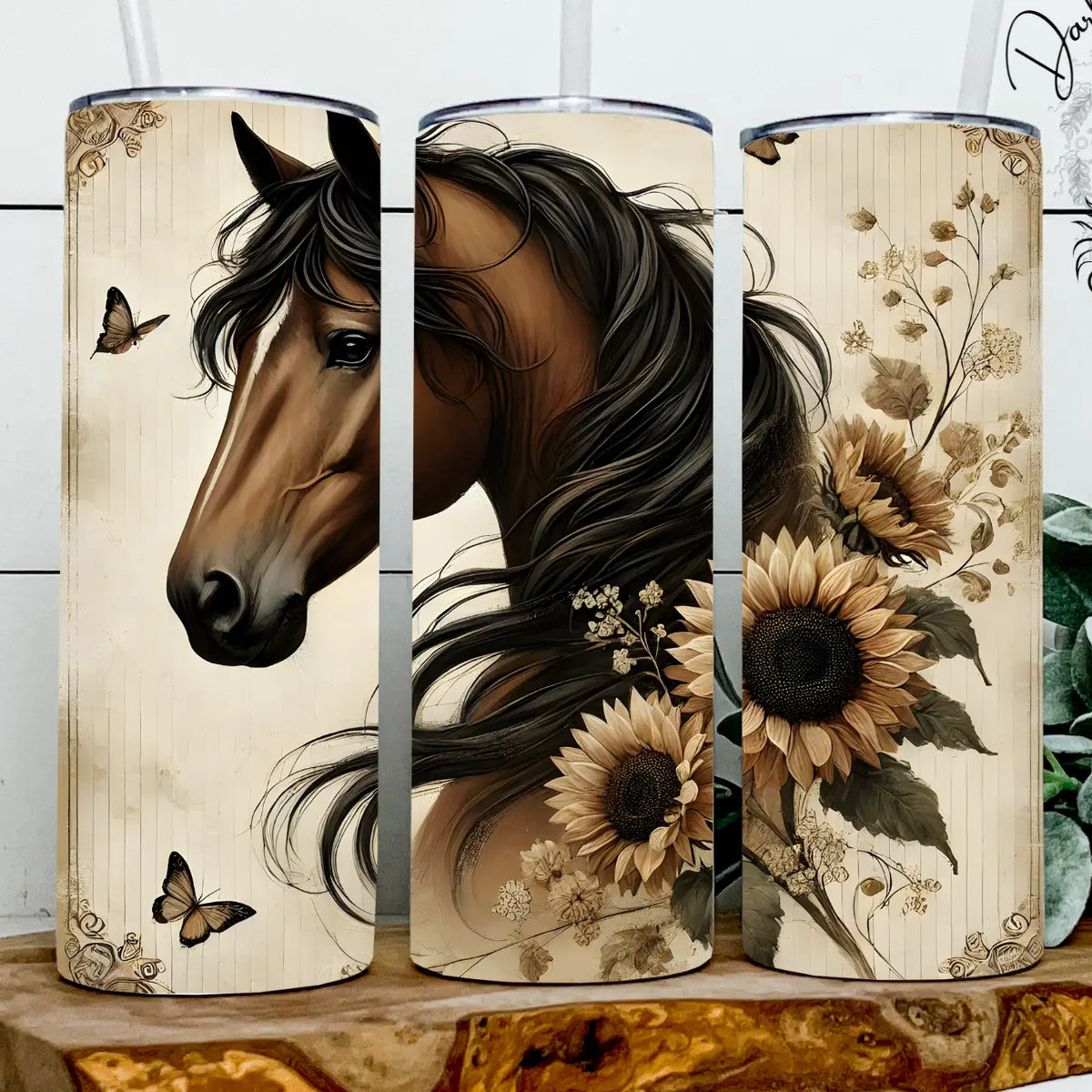 Boho Bay Floral Horse Tumbler