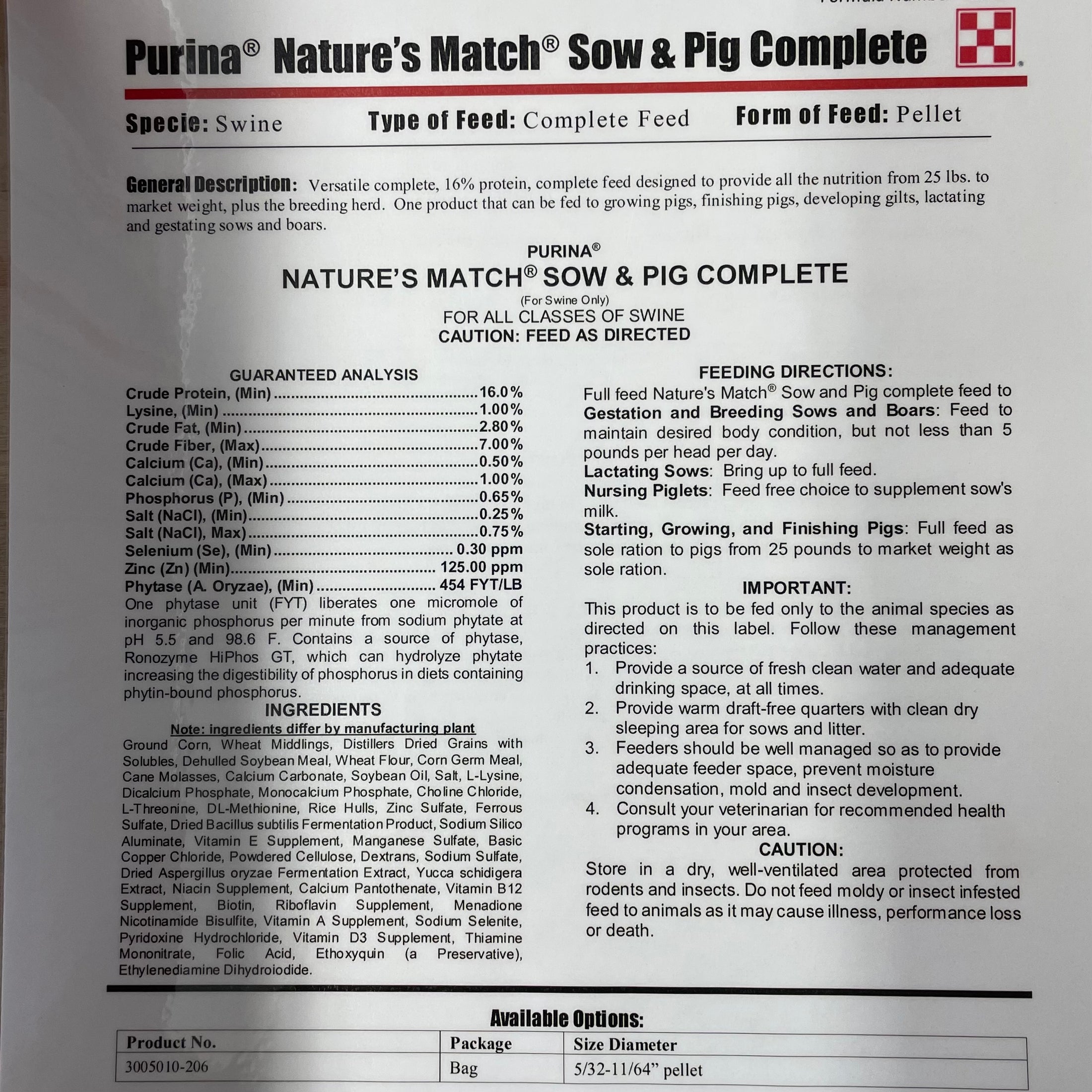 MP PUR PIG - NATURES MATCH SOW & PIG (GREEN) 50LB