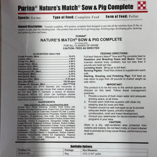 MP PUR PIG - NATURES MATCH SOW & PIG (GREEN) 50LB
