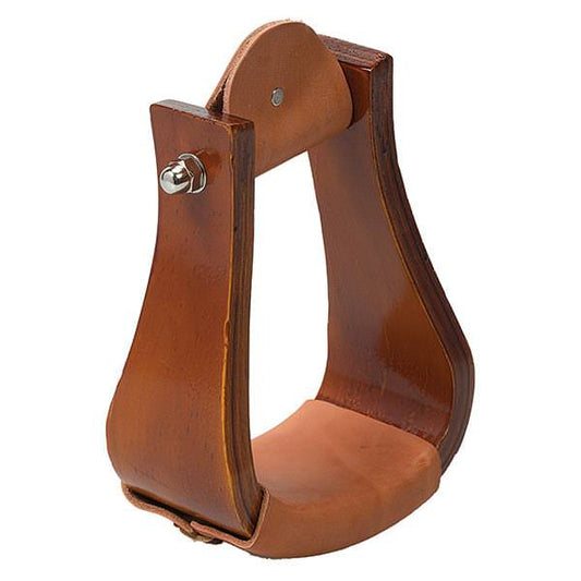 2026 WV STIRRUPS: Sloped Wooden Roper with Leather 3 1/2"