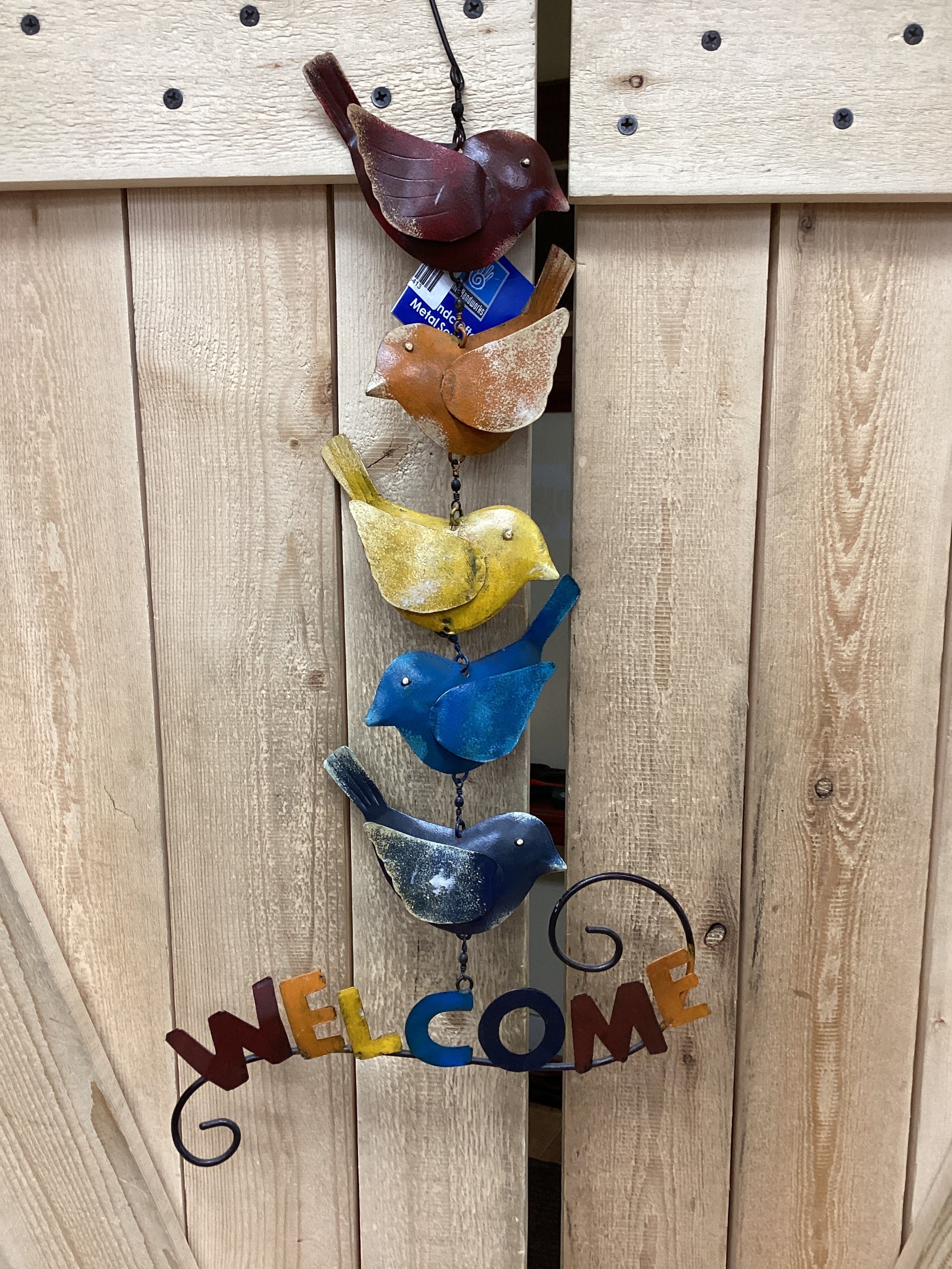 WELCOME HANGING RAINBOW BIRDS