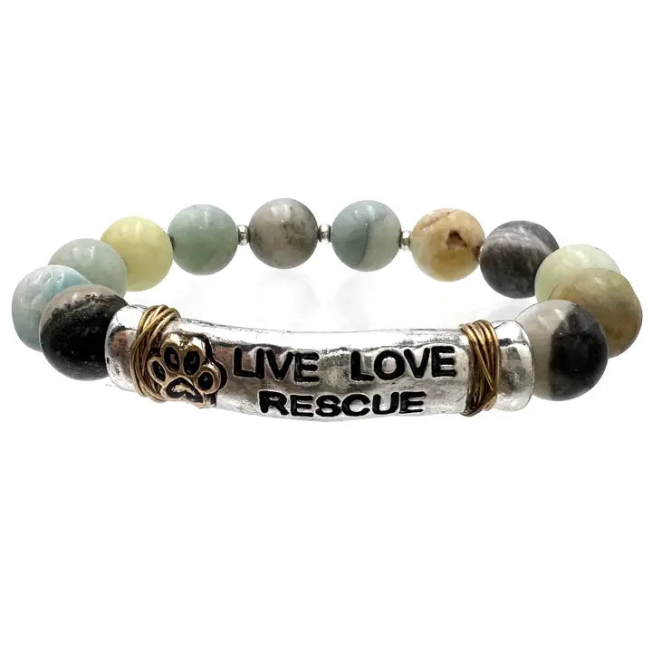 Live Love Rescue Dog Paw Stretch Bracelet
