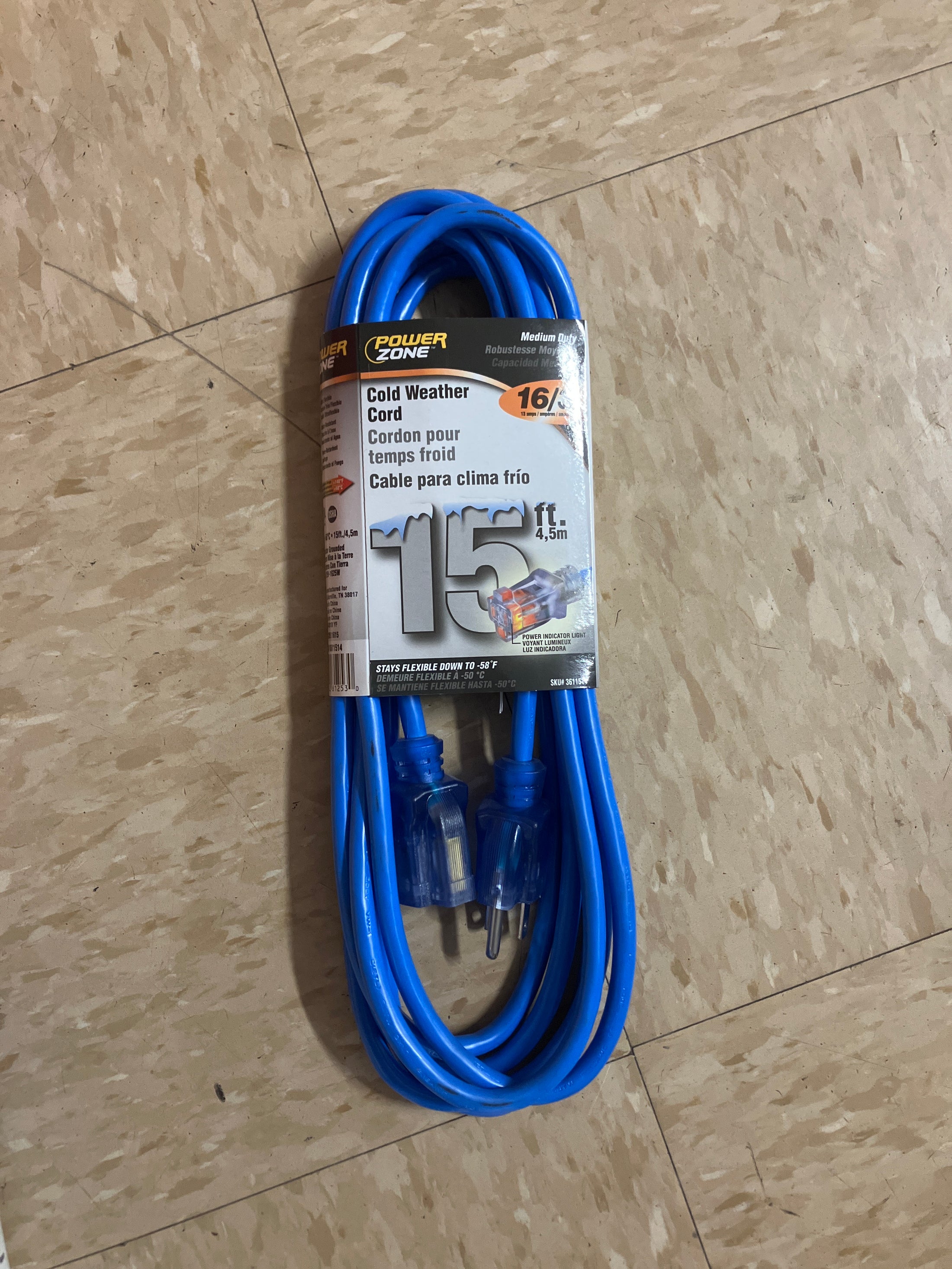 EXT CORD 16GA 15FT OUTDOOR