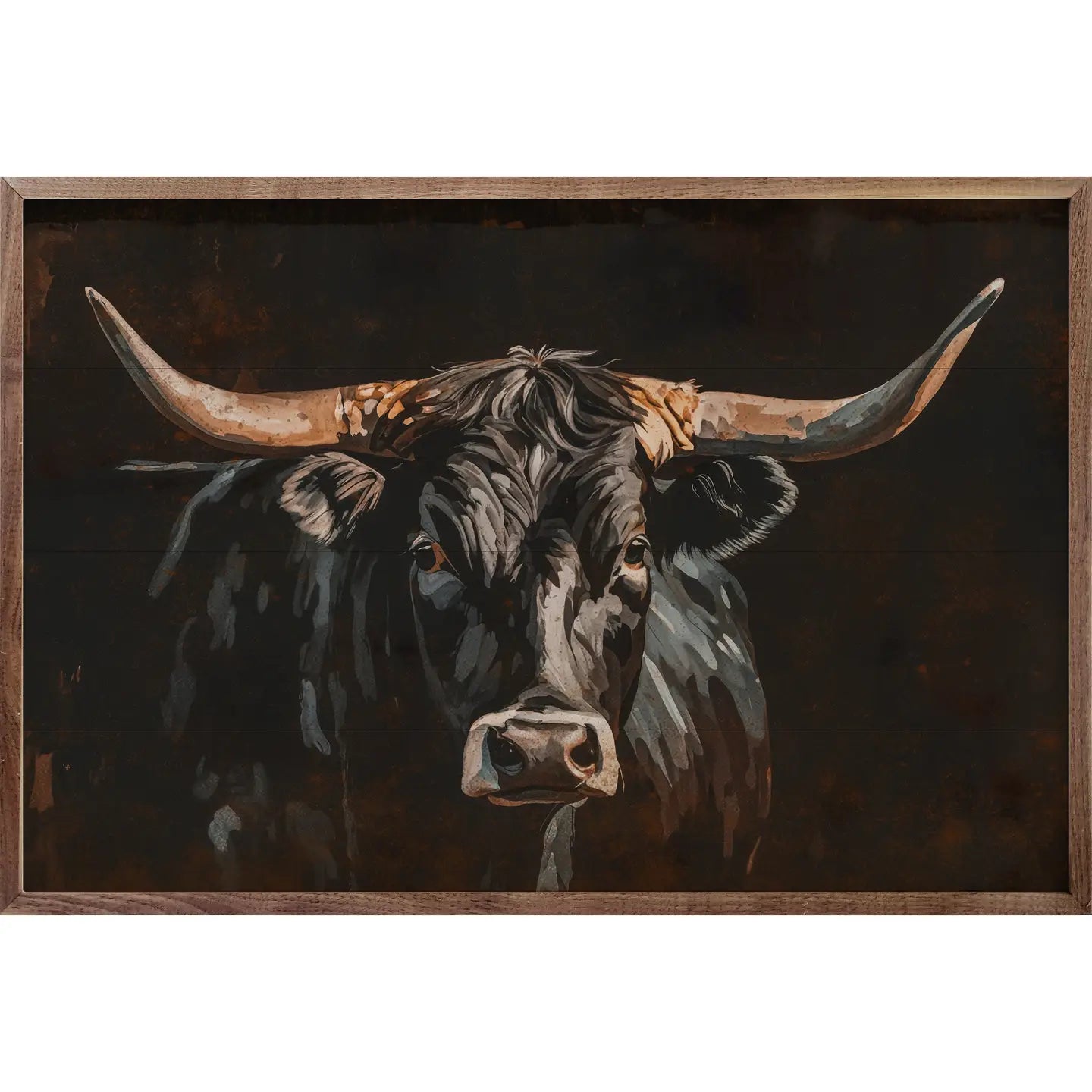 FRAMED: TRIBAL LONGHORN SKULL BLACK 16 X 20