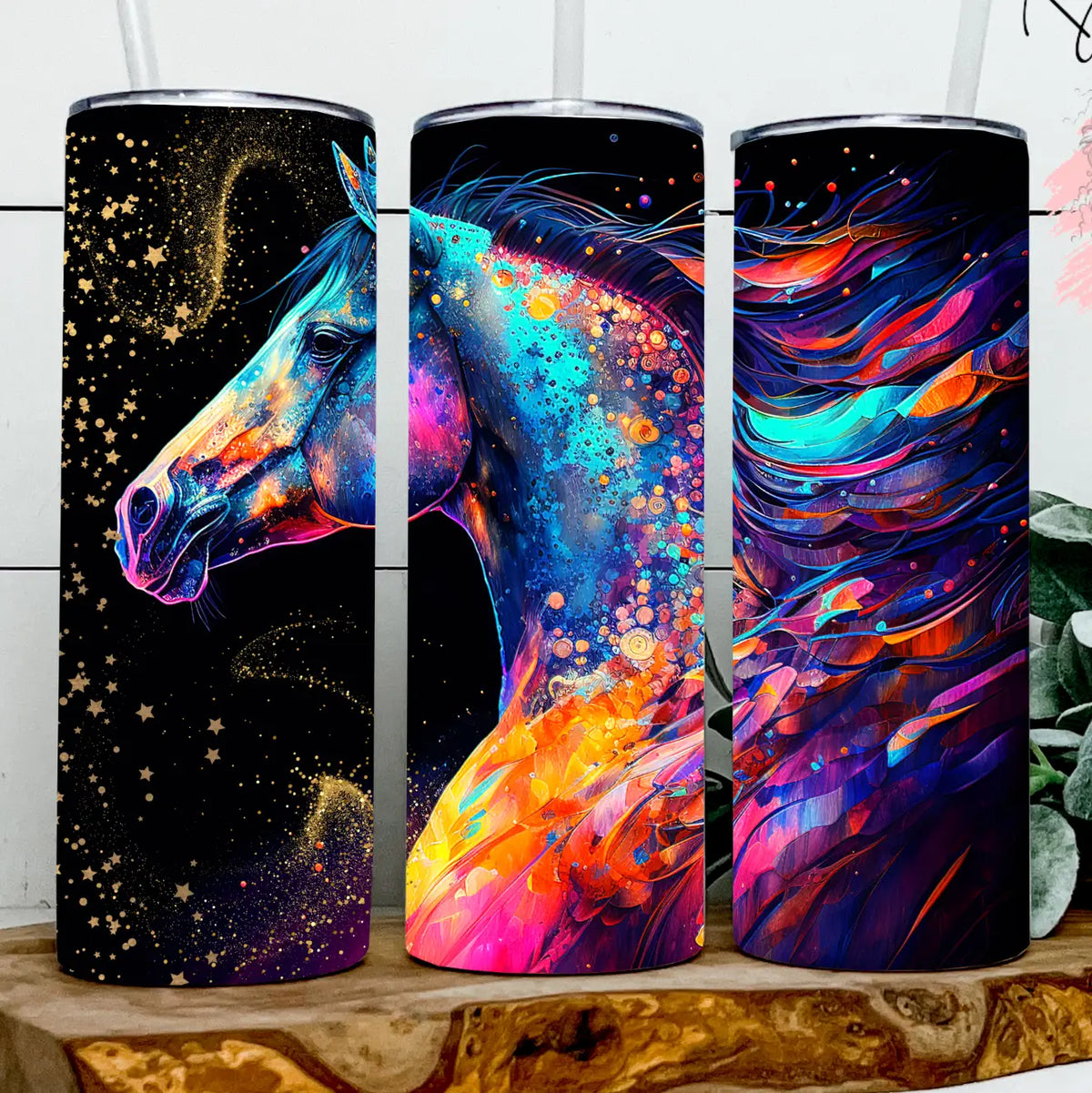 Watercolor Equine Inked Horse Tumbler