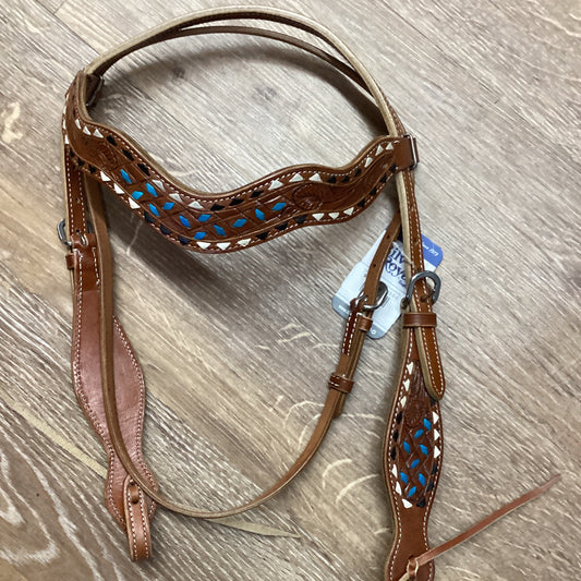 TRI BUCKSTITCH BROW HEADSTALL-HEADSTALL