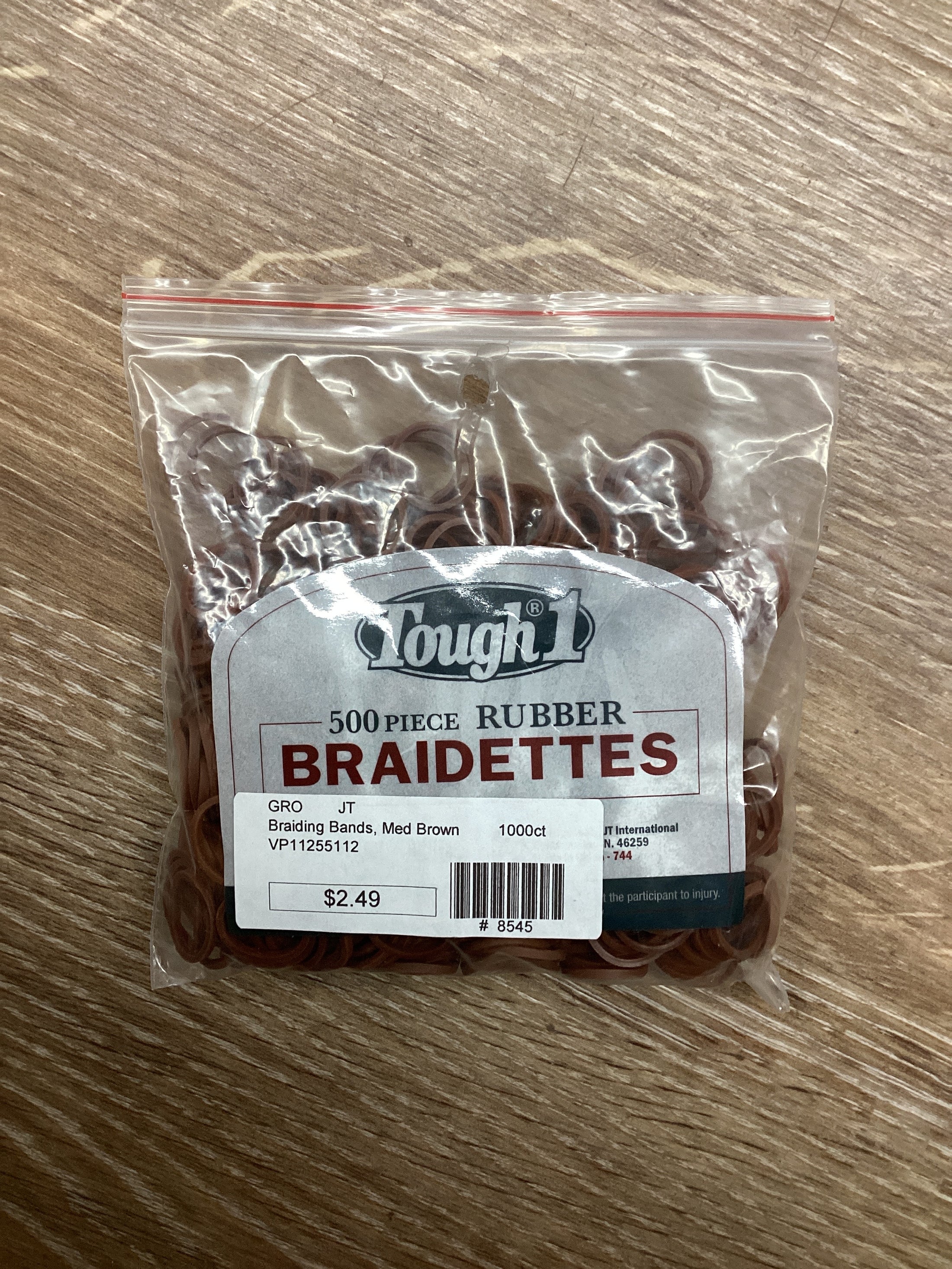 Braiding Bands, Med Brown-1000ct