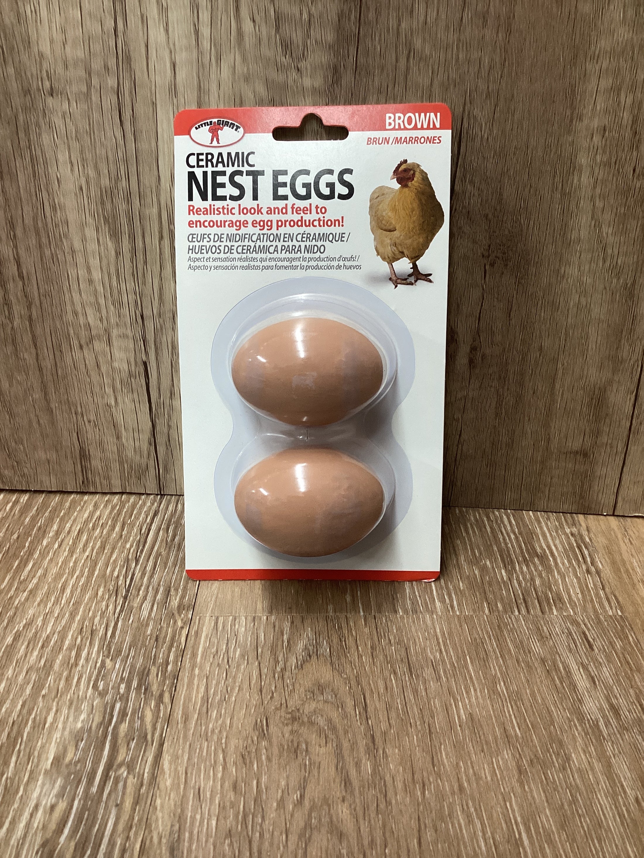 CERAMIC EGGS, BROWN 2 PK