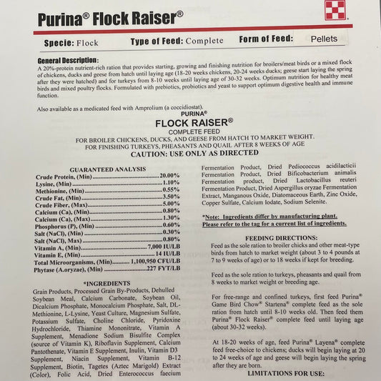 MP PUR FLOCK - FLOCK RAISER PELLETS 50LB
