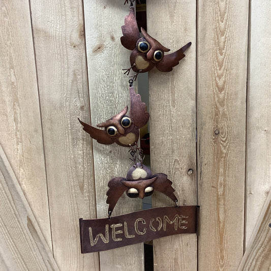 WELCOME HANGING OWLS SIGN