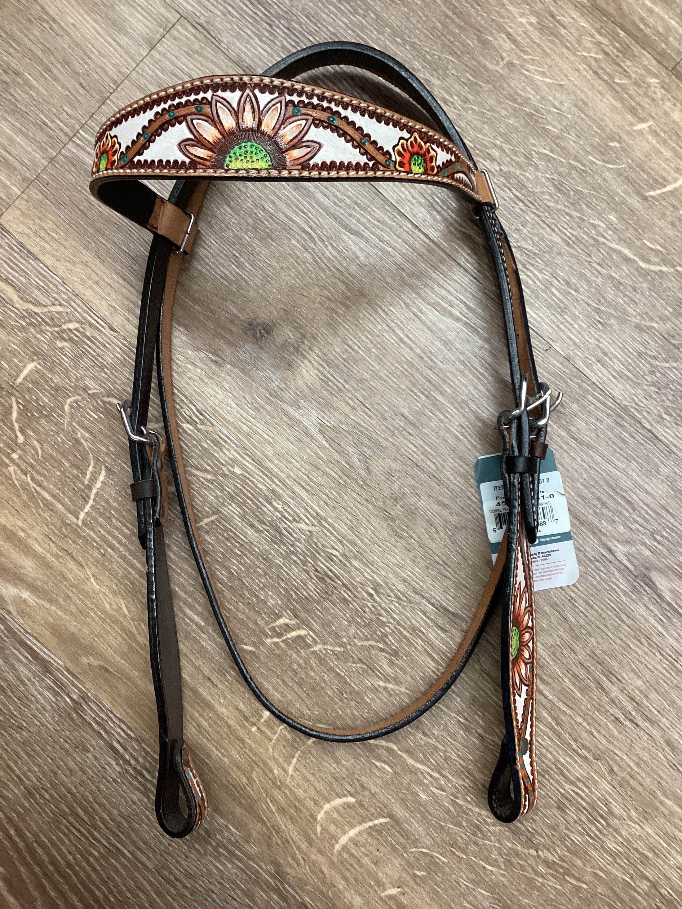 CORAL FLOWER WHITE BROW HEADSTL-HEADSTALL