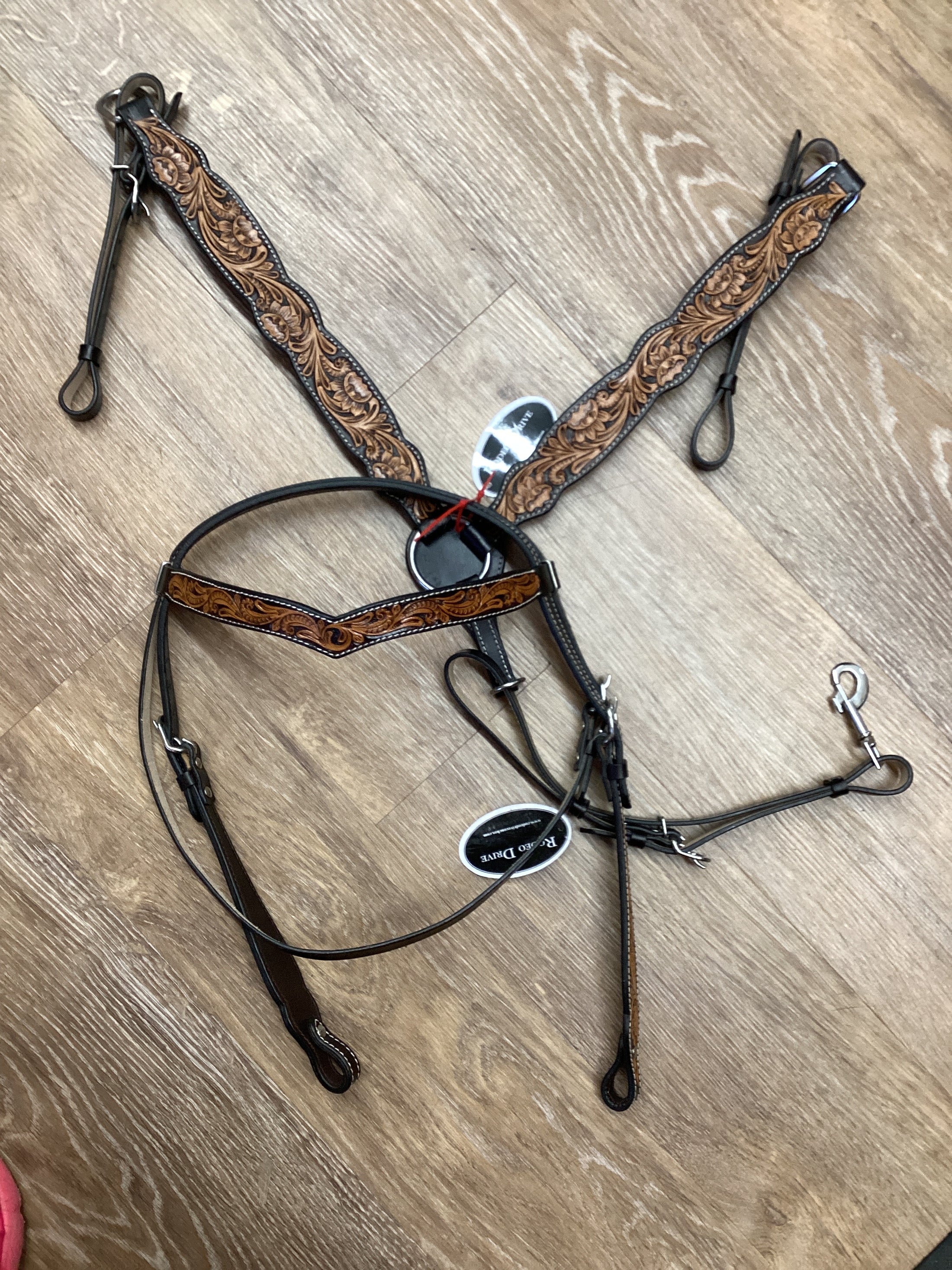 TOOLED FLORAL SET - HEADSTALL / BREAST COLLAR