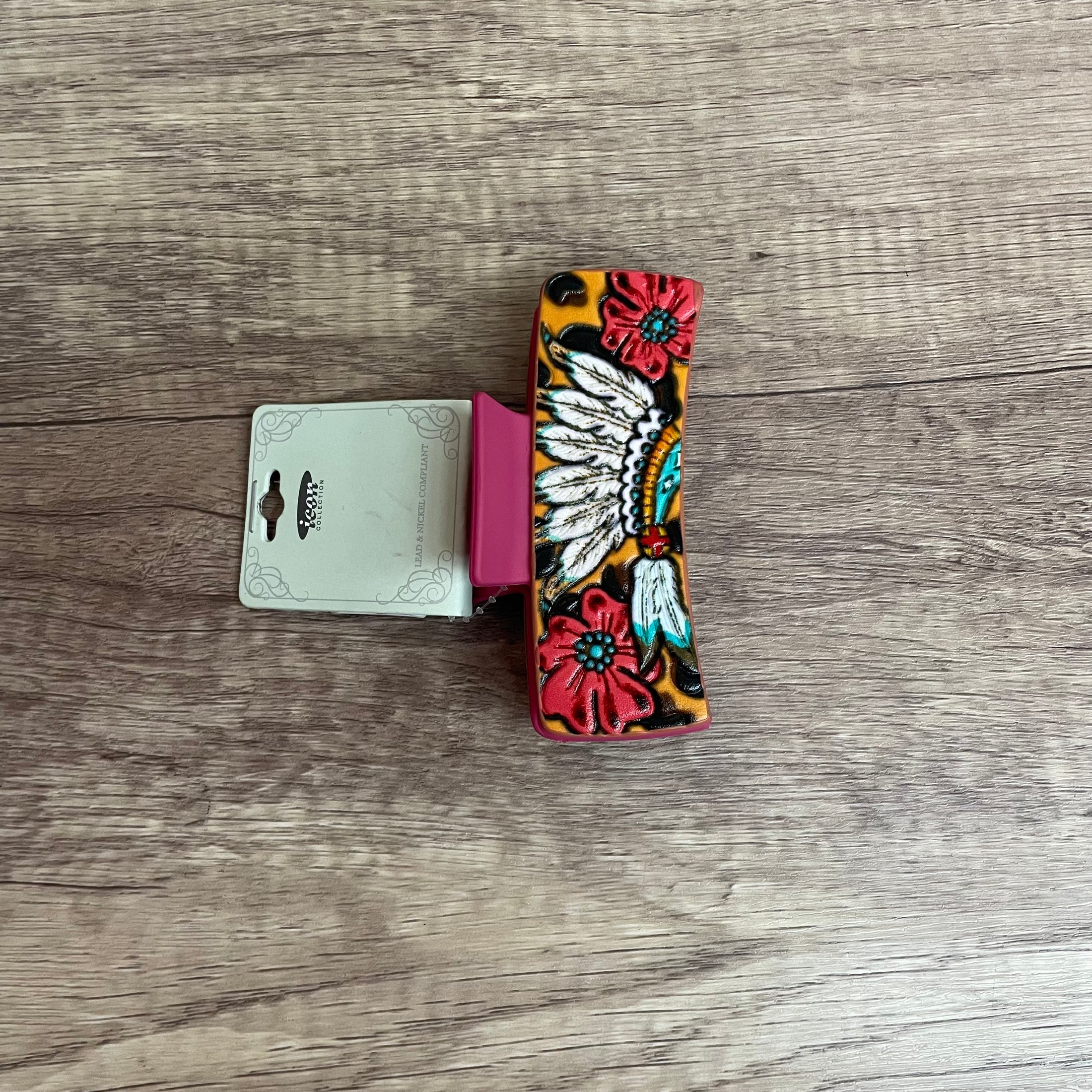 CHIEF HEADDRESS PINK HAIR CLAW / CLIP