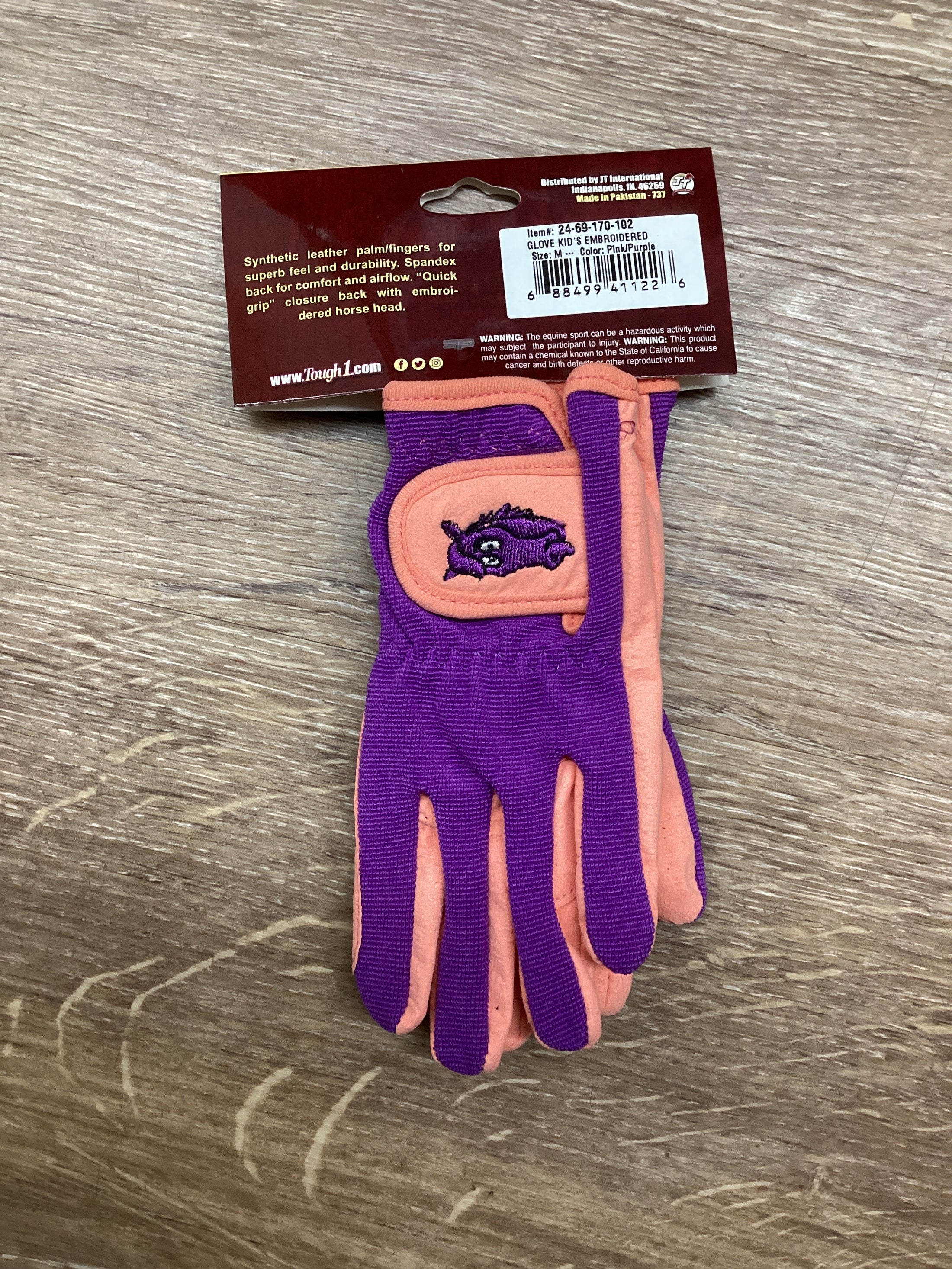 EMB KID'S GLOVE, PURPLE & PINK MEDIUM