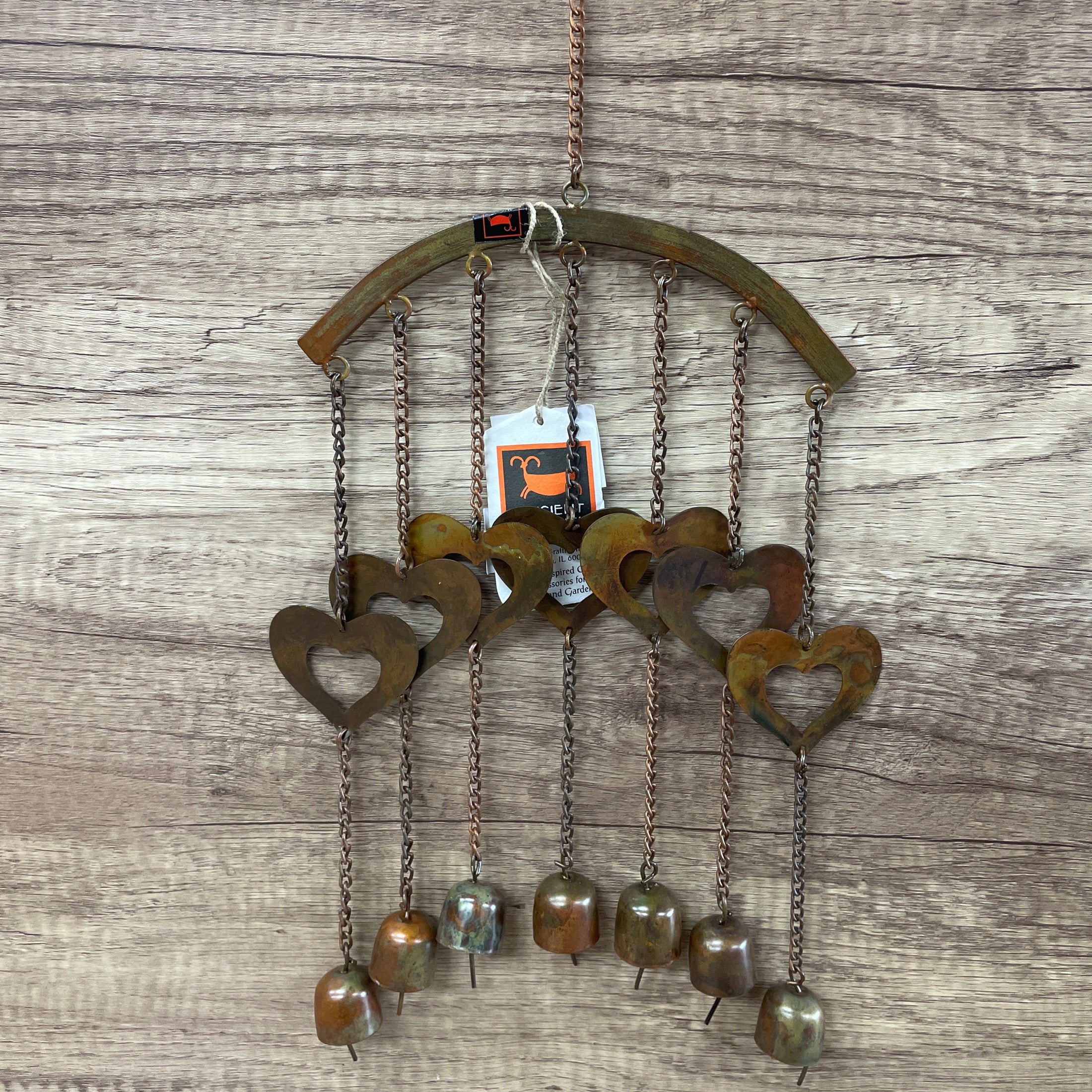 FLAMED HEARTS ON ARCH WIND CHIME